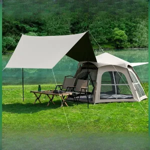 Easy-Setup 3-4 Person Camping Tent - Waterproof, Fully Automatic, Portable With Durable Steel Frame & Drawstring Closure Tents Outdoor Camping Tent Camping