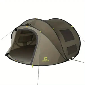 Quick-opening tent 4-person camping tent, automatic pop-up tent, waterproof, extra-large side screen window, green - travel, outing, hiking, watching sunrise, playing