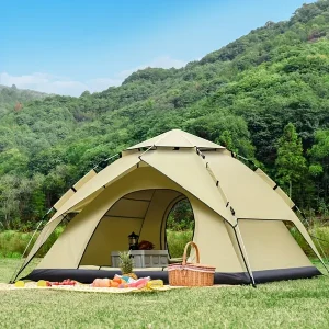 1pc Automatic Tent For 3-4 Persons, Quick Open, Double Layer, Thickened, Waterproof Sunscreen Tent For Leisure Camping, Beach, Park Use