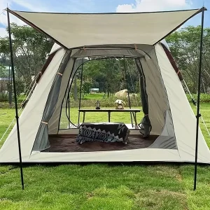 2-in-1 Portable Camping Tent and Canopy Set - Thick, Silvery-Coated for UV Protection, Easy Fold Design